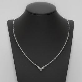   Lánc, Fehér Arany, Cirkónia kővel díszítve, 460 mm, 11,9 gramm