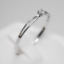 Gyűrű, Fehér Arany, Gyémánt kővel, 0,12ct, 56-os