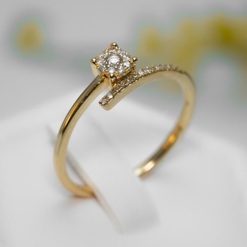 Gyűrű, Arany, Gyémánt kővel, 0,13ct, 57-es