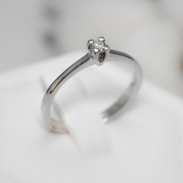 Gyűrű, Fehér Arany, Gyémánt kővel, 0,08ct, 51-es