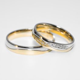   Karikagyűrű, Sárga és Fehér Arany, Cirkónia kővel díszítve, 55-ös